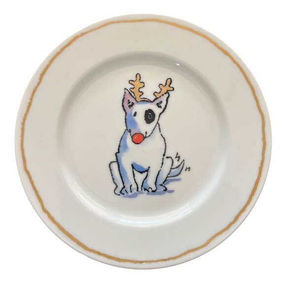Williams Sonoma Trouble Bull Terrier 6-Piece Dessert Plate Set Side Salad Japan - Picture 8 of 10